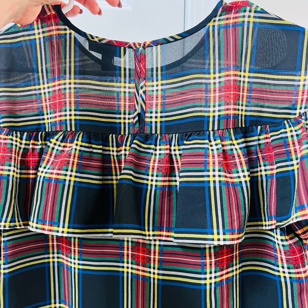 NWT Stunning J.crew Plaid Ruffle Women's size 4 Blouse - Picture 9 of 10